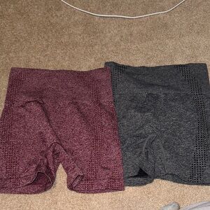 SHEIN Burgundy and Gray Textured Shorts Set
